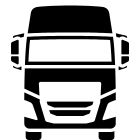 Icône représentant un camion, mettant en avant les services de réparation et reconditionnement pour moteurs de poids lourds.